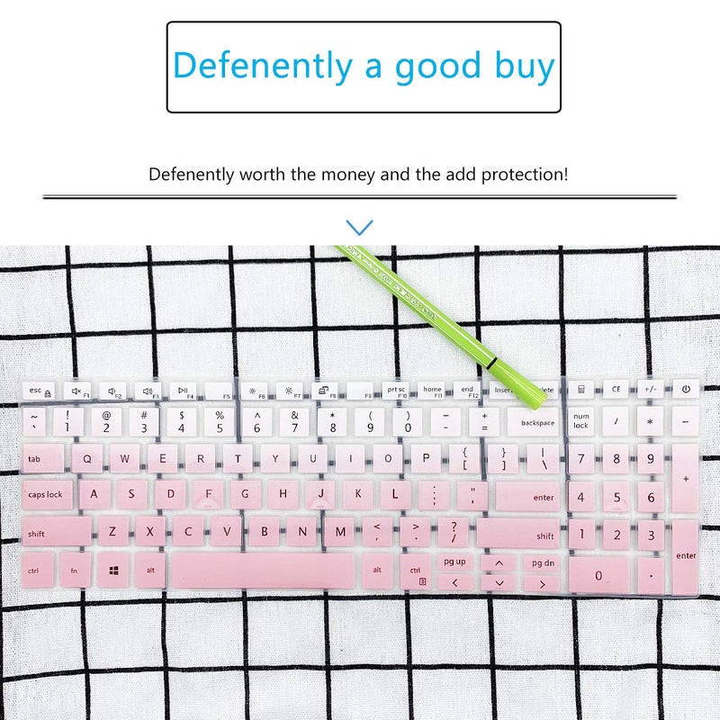 MUBUY-GOL Keyboard Cover for 2021 2020 15.6" Dell Inspiron 15 5000 5501 5502 5505 5508 5584 5593 5593 5598, Dell Inspiron 15 7000 7501 7506 7590 7591 7706, Dell Vostro 15 7590 7591 7500 US Keyboard Skin-GPINK - Image 4